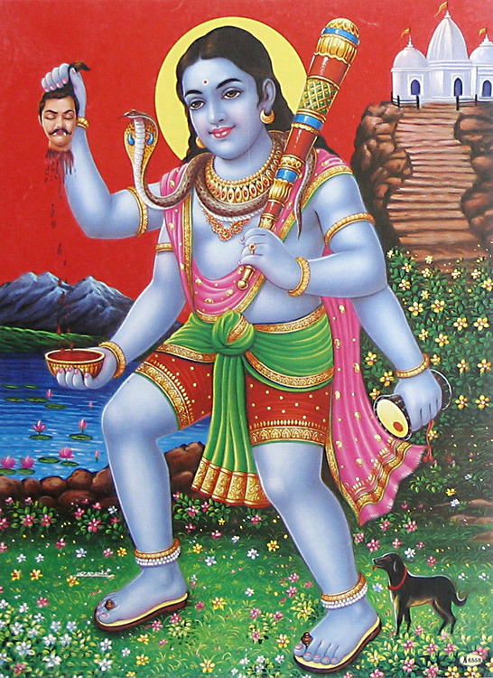 Batuka Bhairava — the divine child form of Bhairava, holding a severed head and a bowl of offerings